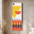 Bauhaus Inspired Vertical Framed Canvas Wall Art for Living Room or Bedroom