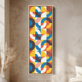 Retro Colorful Pattern Vertical Framed Canvas Wall Art for Living Room or Bedroom