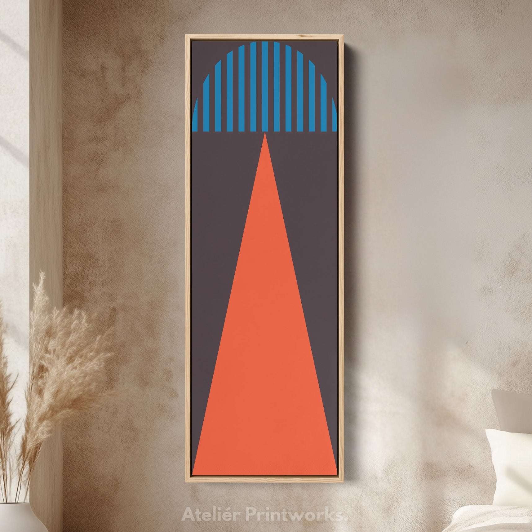 Bold Triangle and Stripes Vertical Framed Canvas Wall Art for Office or Hallway