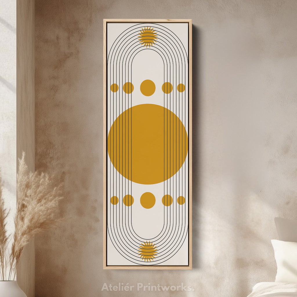 Colorful Bauhaus Circles Vertical Framed Canvas Wall Art for Living Room or Hallway