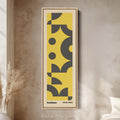 Blue and Beige Bauhaus Vertical Framed Canvas Wall Art for Bedroom or Office