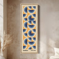 Colorful Retro Bauhaus Curves Vertical Framed Canvas Wall Art for Living Room or Hallway