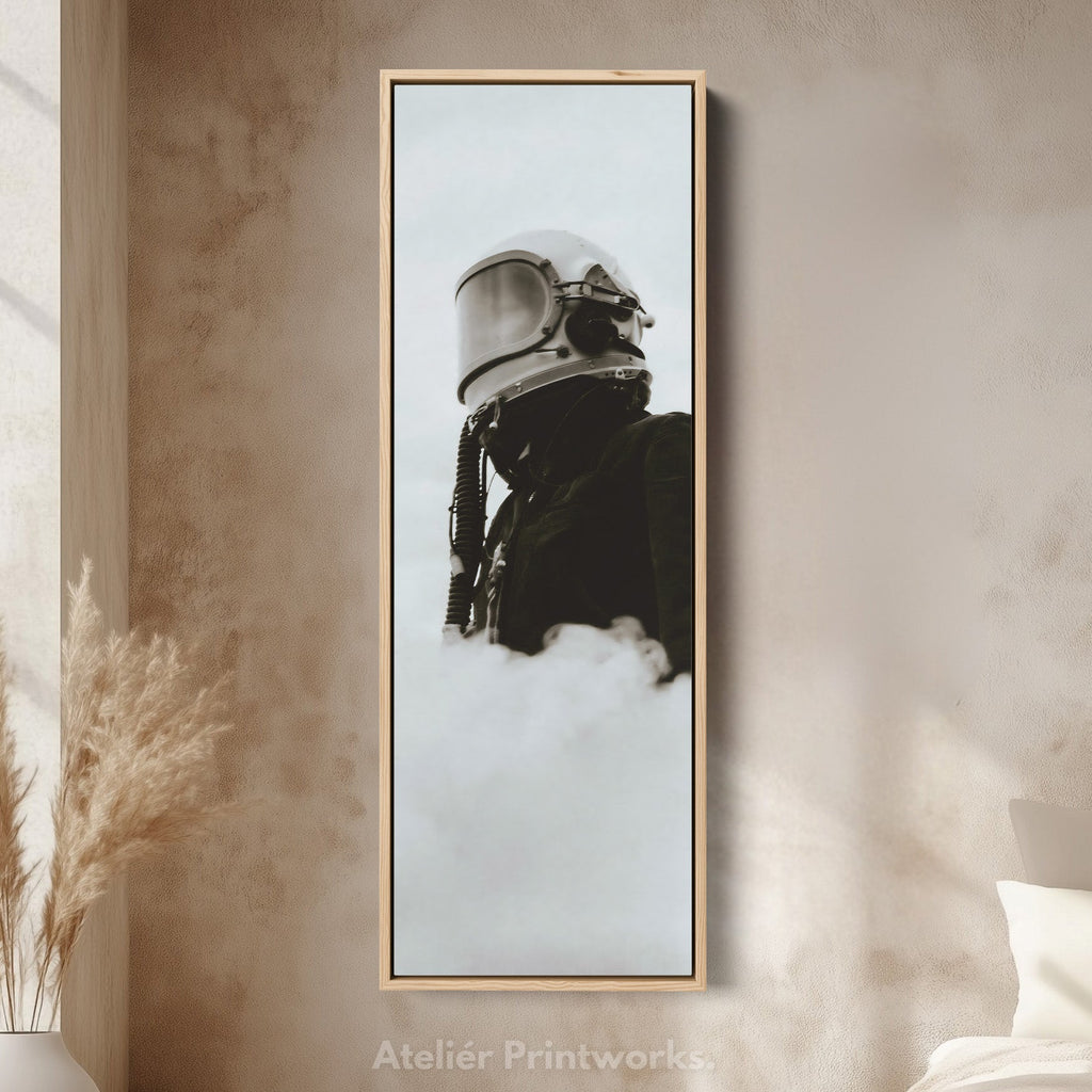 Vertical Wall Art Futuristic Helmet Tall Canvas For Hallway