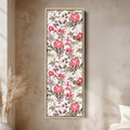 Tall Narrow Canvas Vintage Pink Floral Vertical Canvas For Living Room