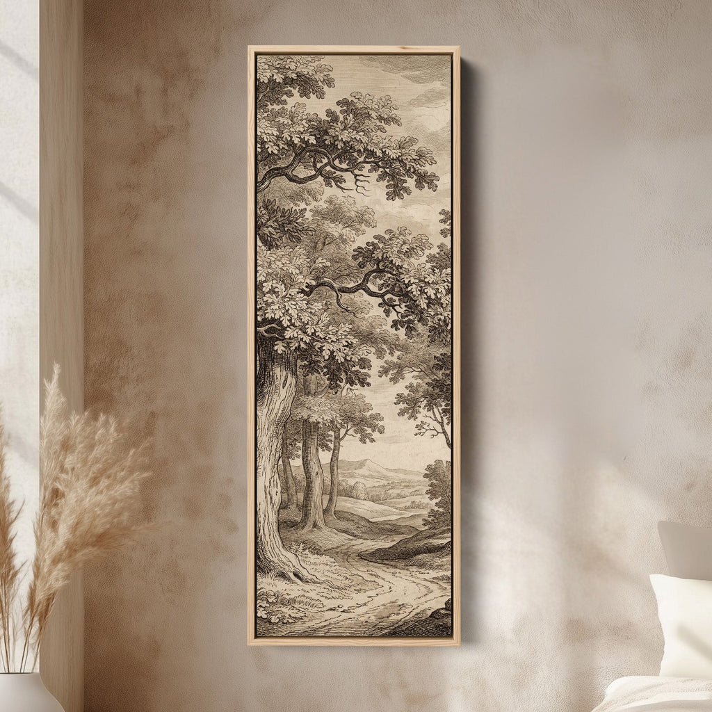 Vintage Forest Landscape Vertical Wall Art Panoramic Canvas Print Bedroom