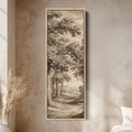 Vintage Forest Landscape Vertical Wall Art Panoramic Canvas Print Bedroom