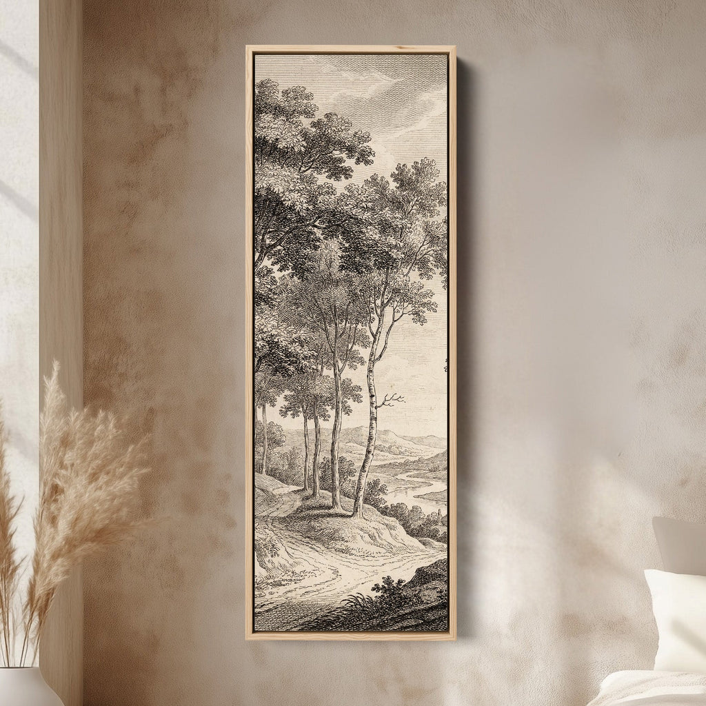 Tall Wall Art Vintage River Landscape Framed Canvas Office