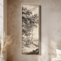 Tall Wall Art Vintage River Landscape Framed Canvas Office