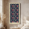 Bauhaus Vertical Wall Art Navy Geometric Pattern Tall Canvas For Bedroom