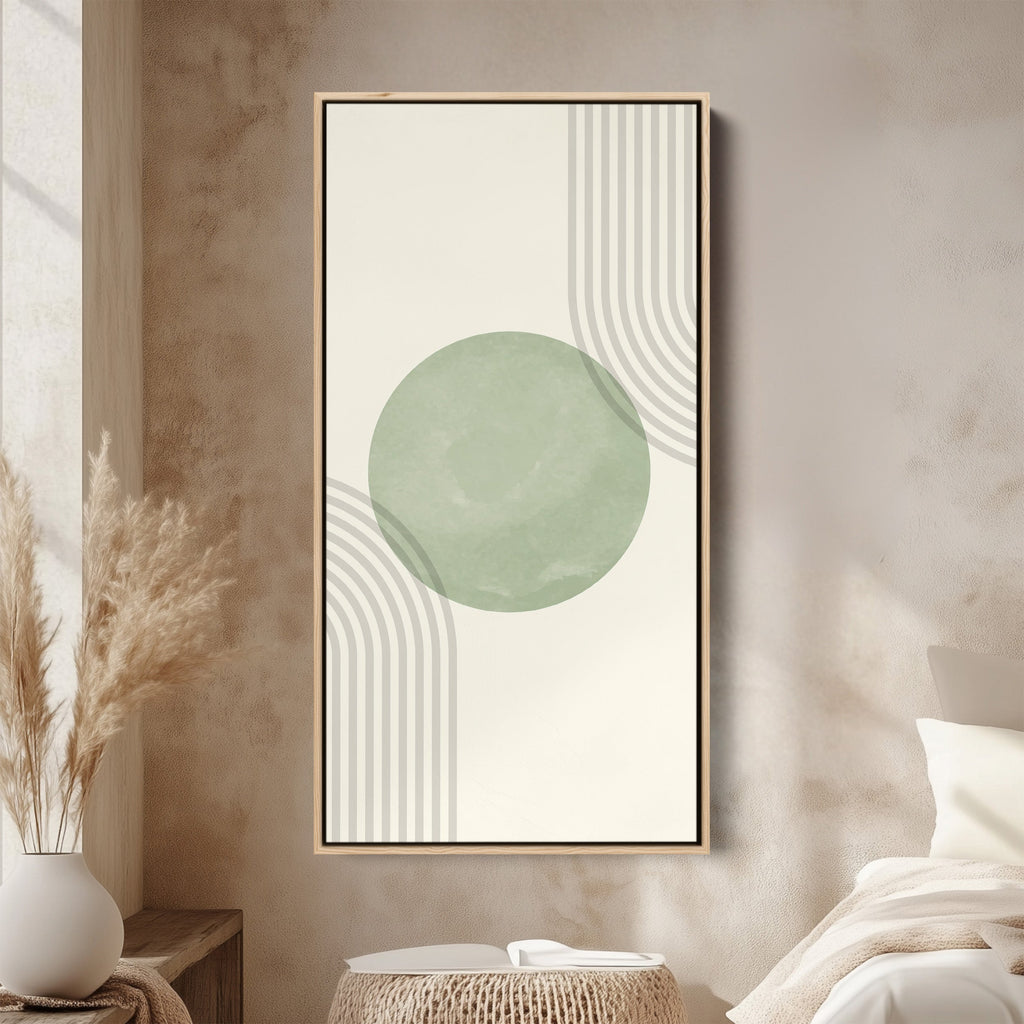 Vertical Wall Art Soft Green Circle Portrait Wall Art For Bedroom