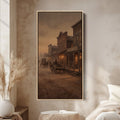 Large Vertical Wall Art Old Western Town Street Tall Canvas For Kitchen