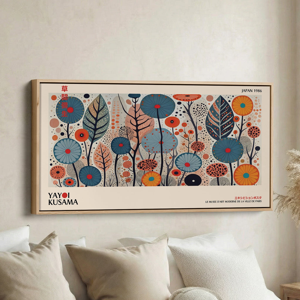 Yayoi Kusama Large Wall Art Stylised Floral Garden Pattern Oversized Wall Decor For Hallway