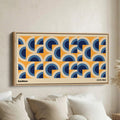 Bauhaus Wide Framed Canvas Concentric Arc Pattern Statement Wall Decor For Hallway