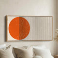 Horizontal Wall Art Orange Circle Lines Framed Canvas Print For Living Room