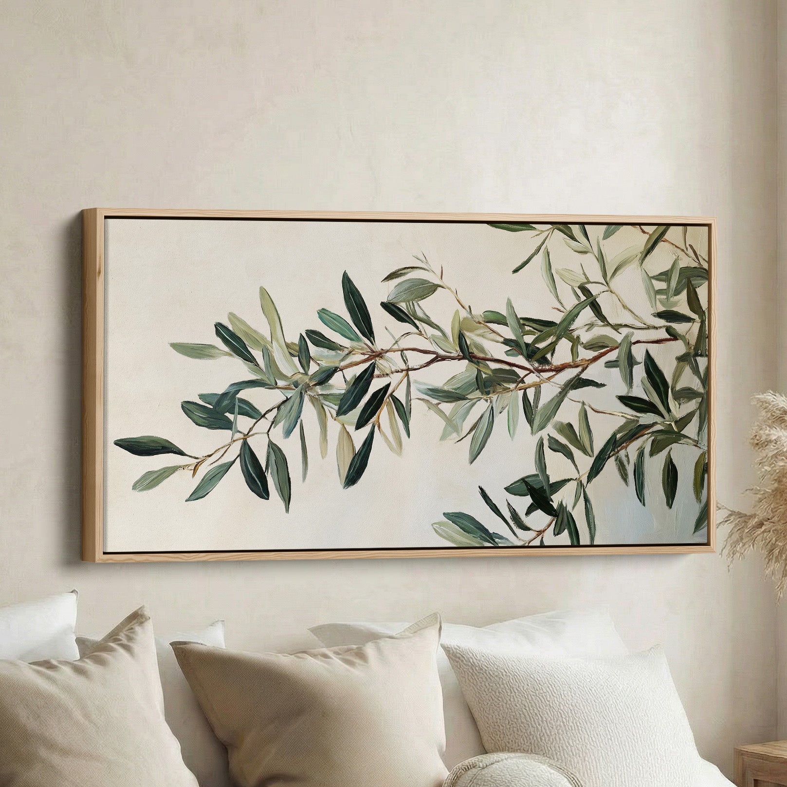 Horizontal Wall Art Olive Branch Oversized Wall Decor For Bedroom