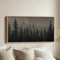 Large Wall Art Misty Pine Forest Panoramic Canvas Print For Office