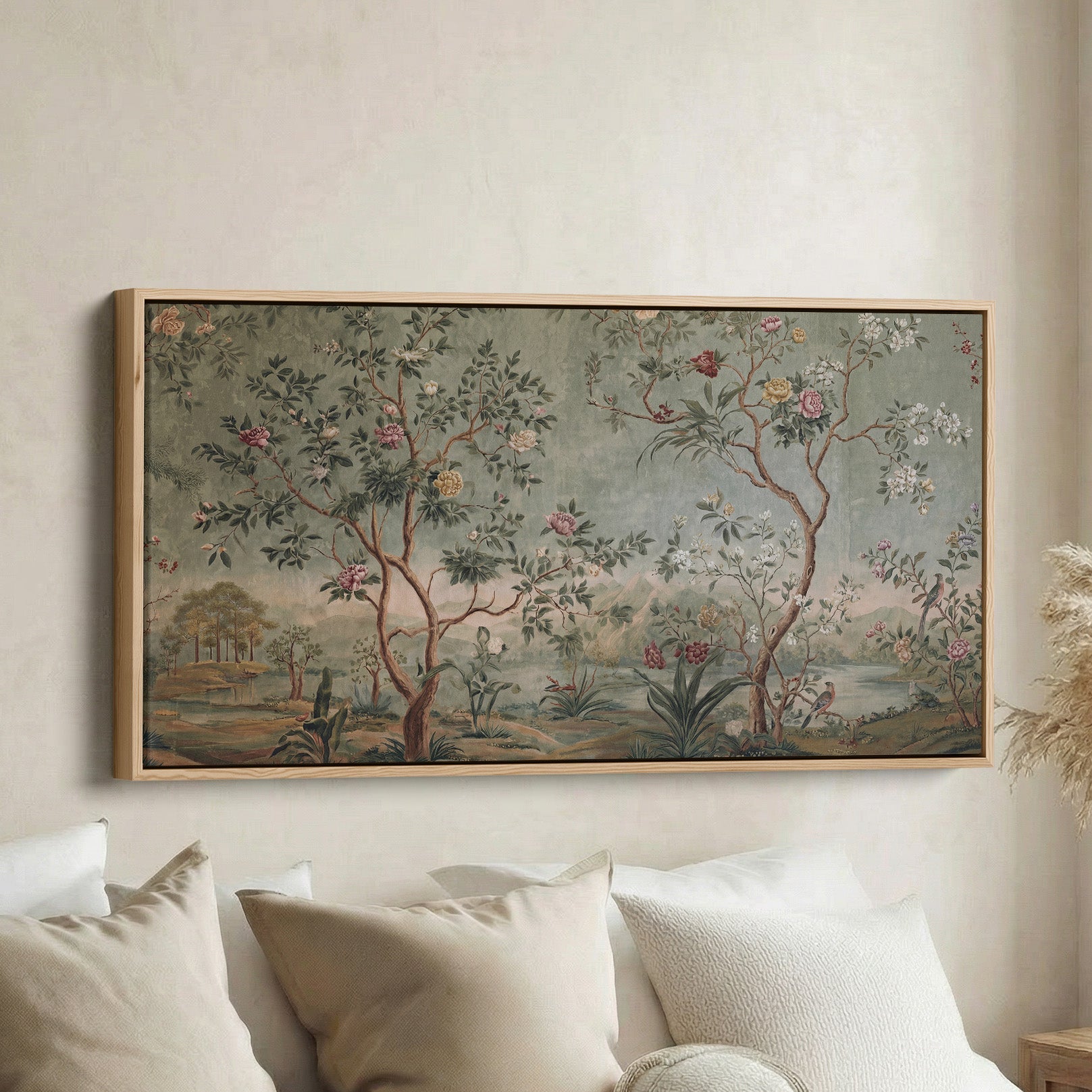 Vintage Floral Landscape Horizontal Wall Art Oversized Wall Decor Bedroom