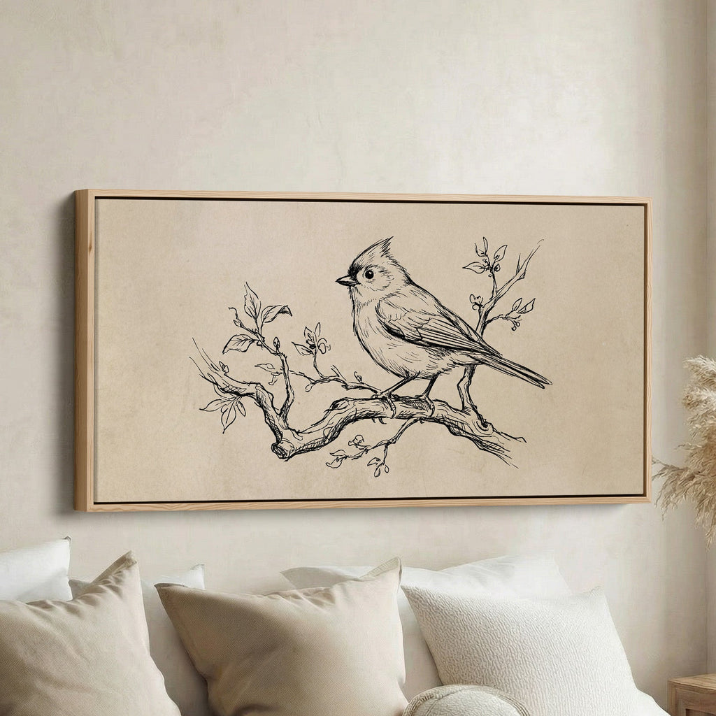 Two Bird Sketches Panoramic Wall Art Oversized Wall Decor For Office