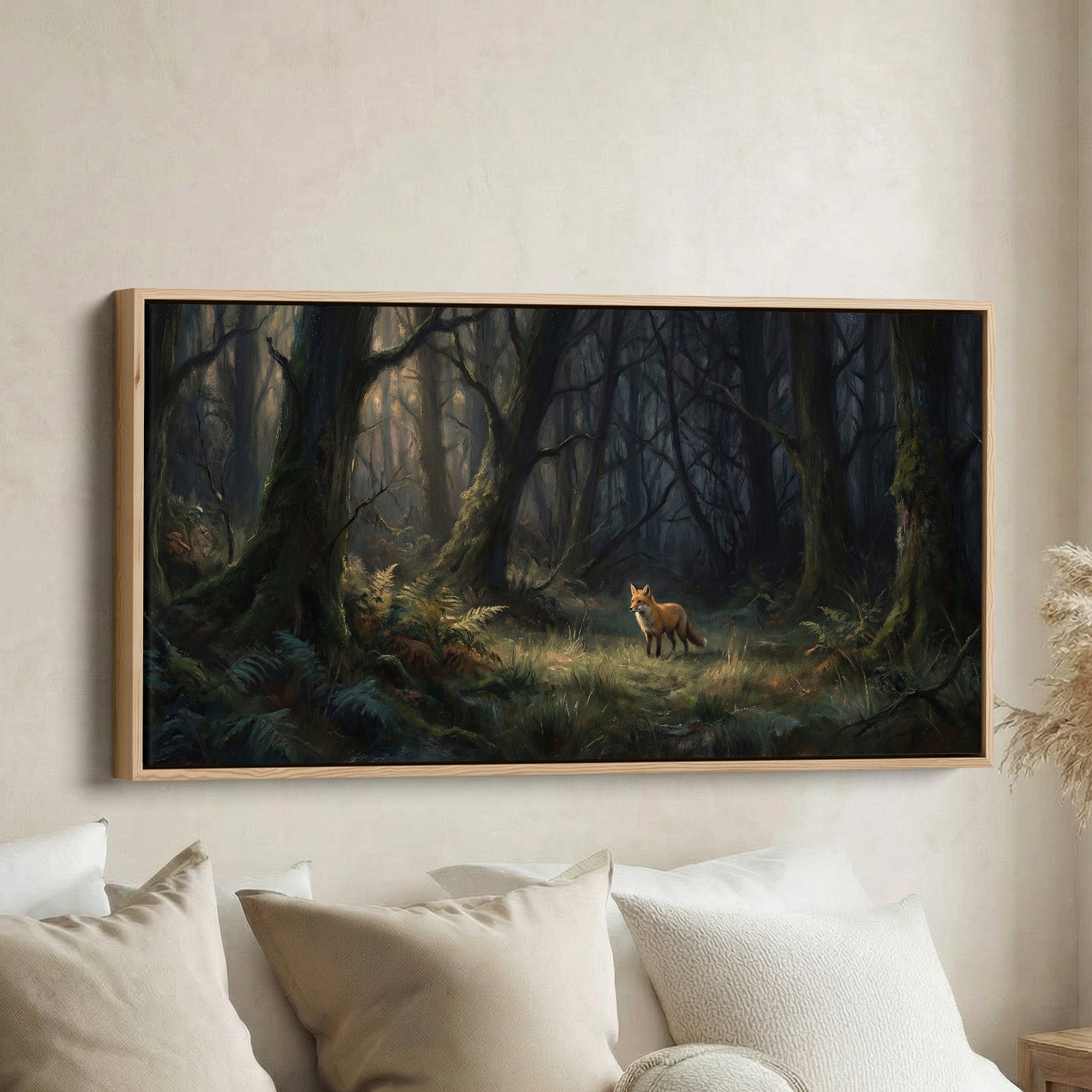 Forest Fox Above Bed Wall Art Framed Canvas Print For Living Room