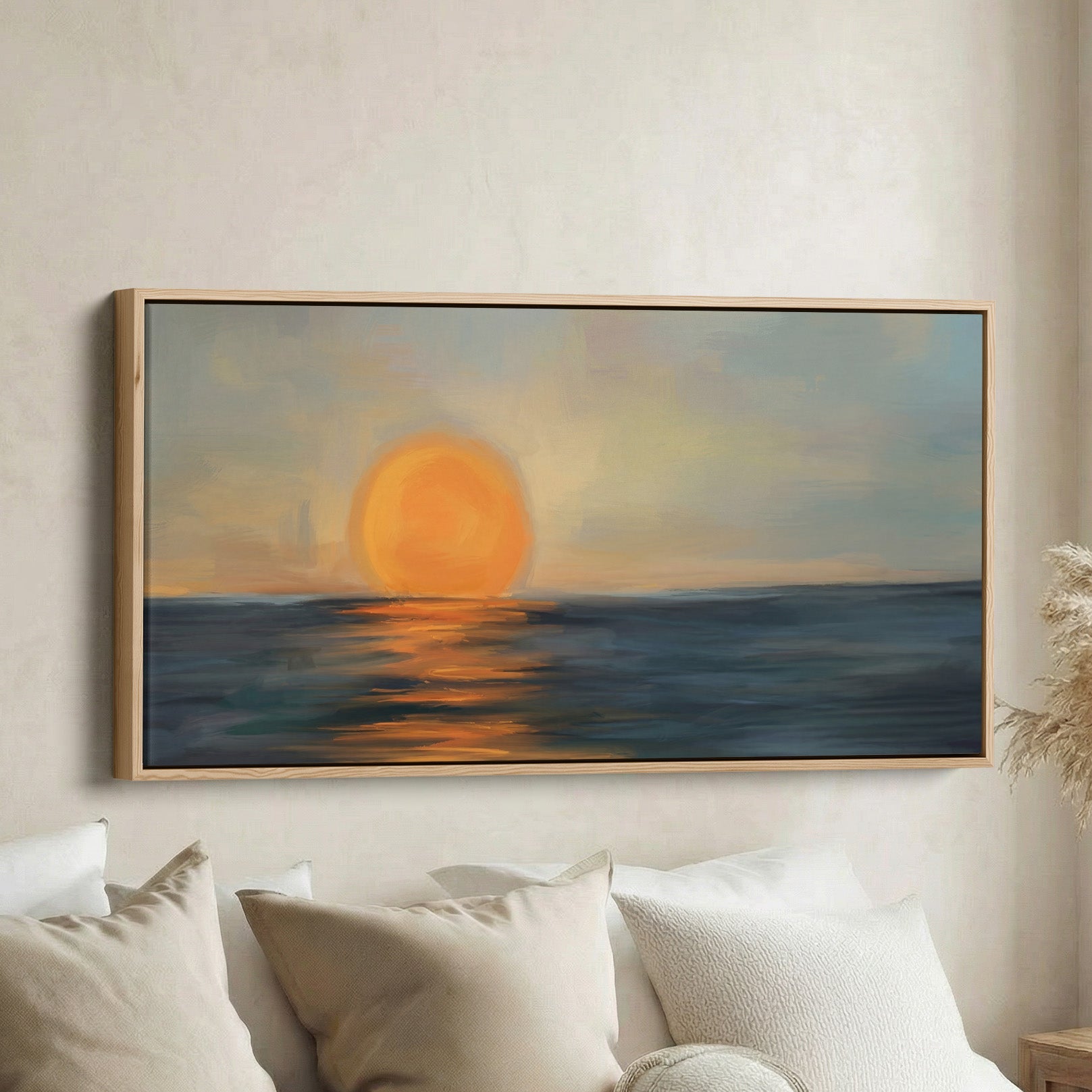 Ocean Sunset Large Wall Art Panoramic Canvas Print For Bedroom