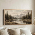 Mountain River Horizontal Wall Art Panoramic Canvas Print For Office
