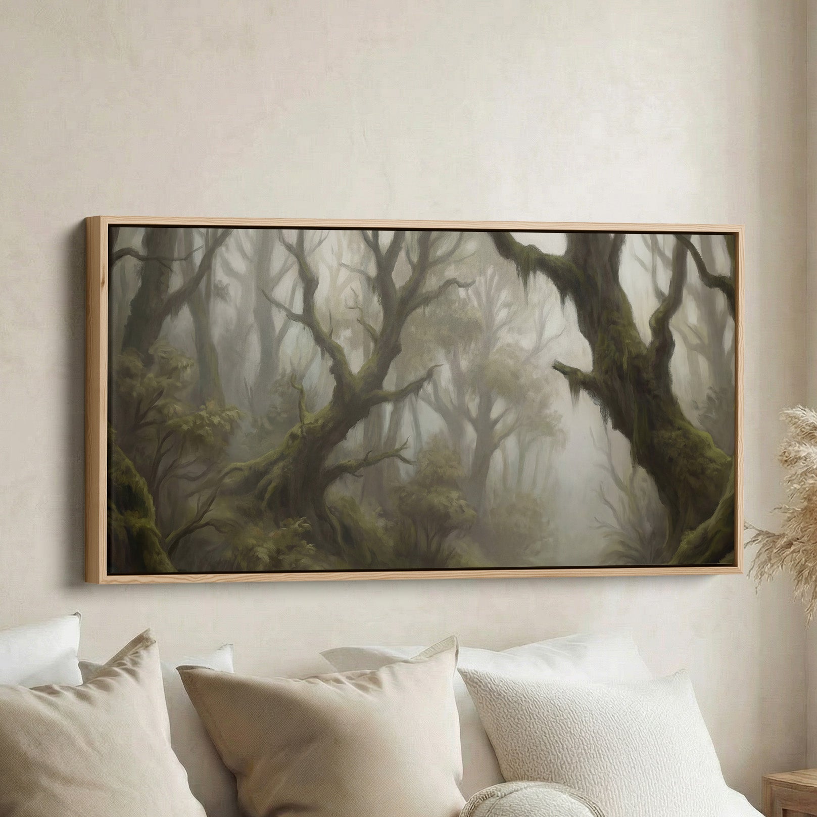 Bedroom Wall Art Foggy Twisted Forest Trees Oversized Wall Decor For Hallway