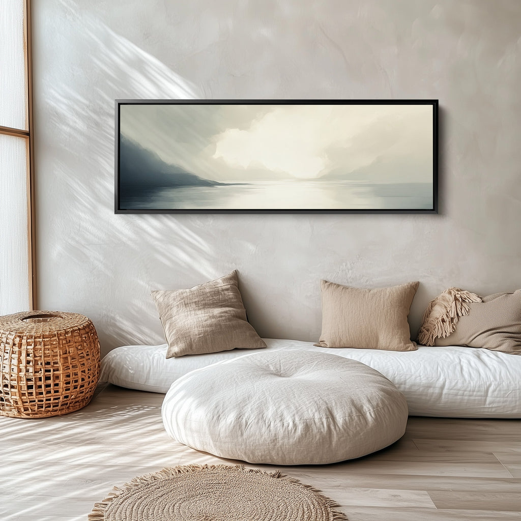 Misty Lake Long Narrow Abstract Horizontal Wall Art