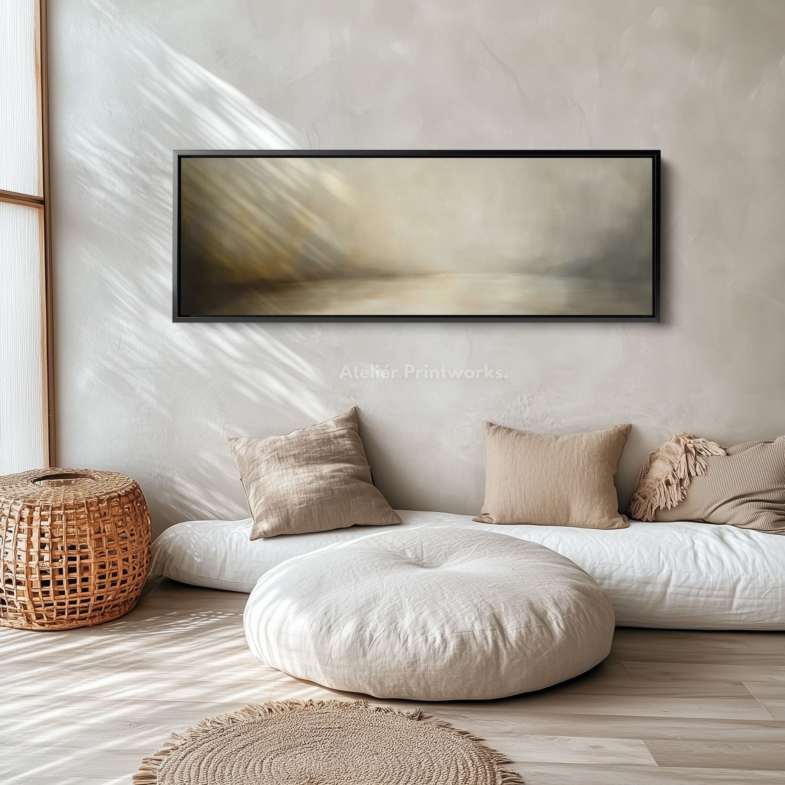 Abstract Beige Oil Painting Horizontal Wall Art