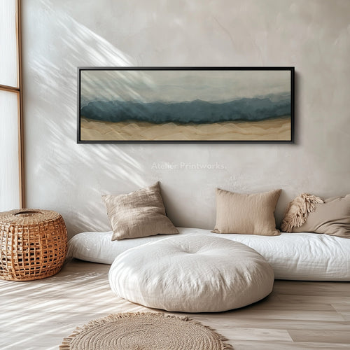 Abstract Grey & Beige Layers Horizontal Skinny Wall Decor