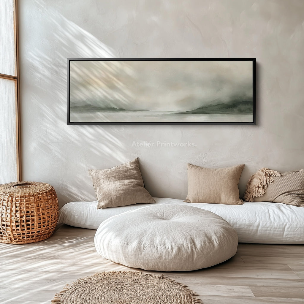 Watercolour Landscape Large Panoramic Canvas Wall Art