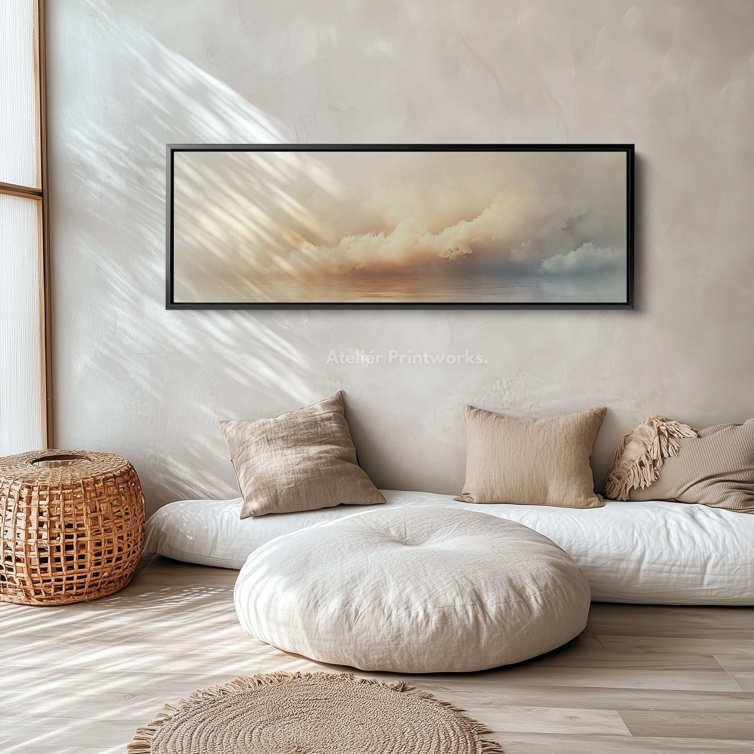 Panoramic Long Narrow Cloud Wall Art Large Framed Canvas