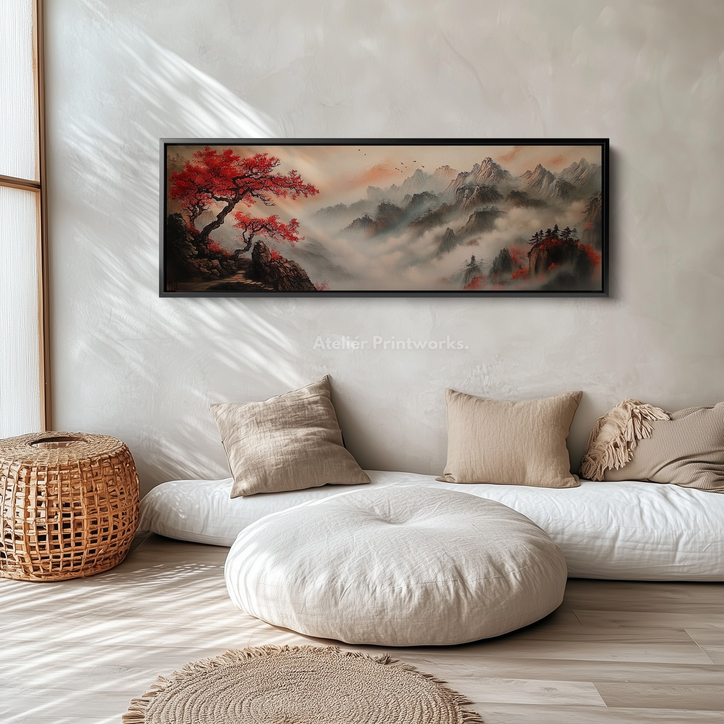 Chinese Landscape Panoramic Wall Art Large Framed Canvas