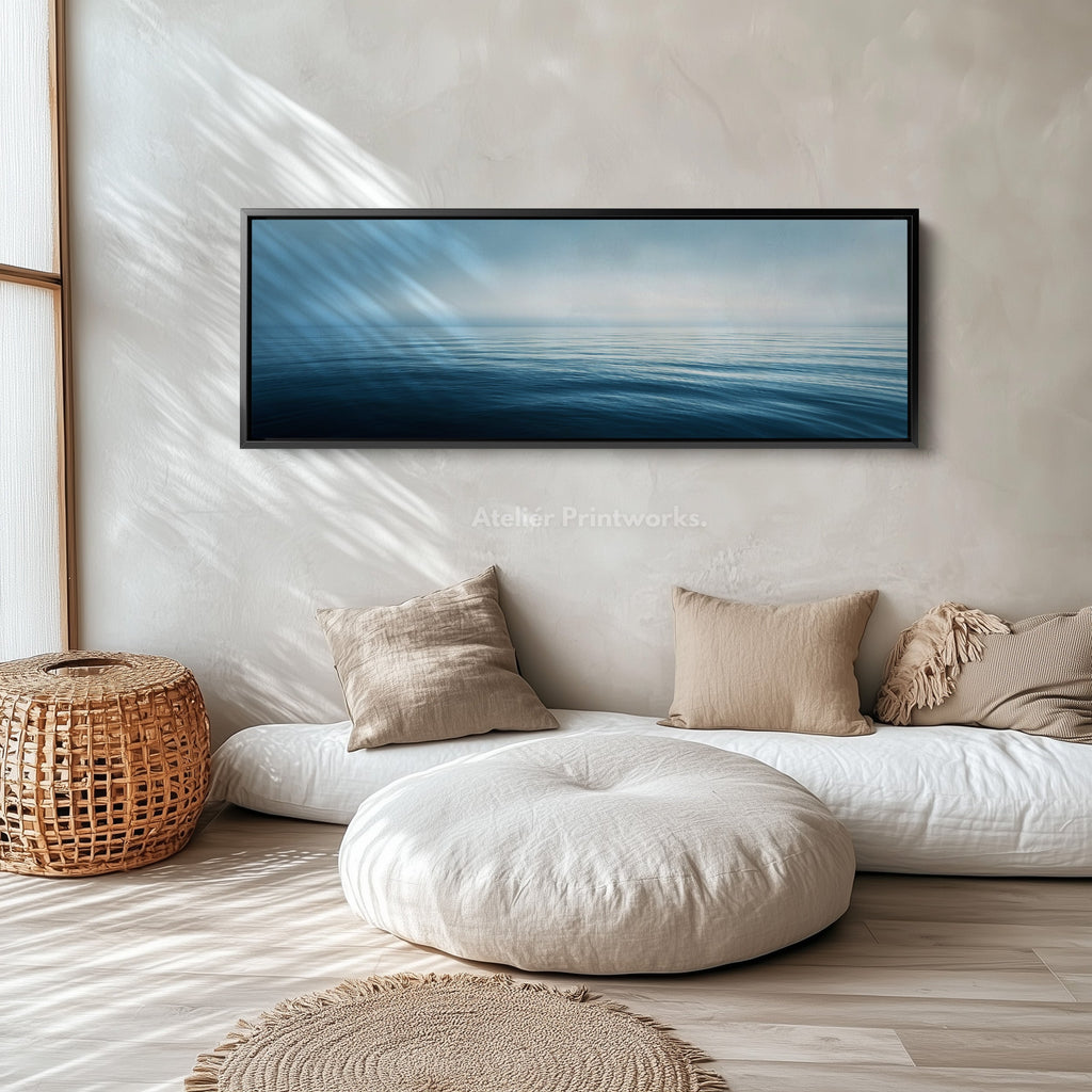 Long Horizontal Wall Art Above Bed Decor Tranquil Ocean