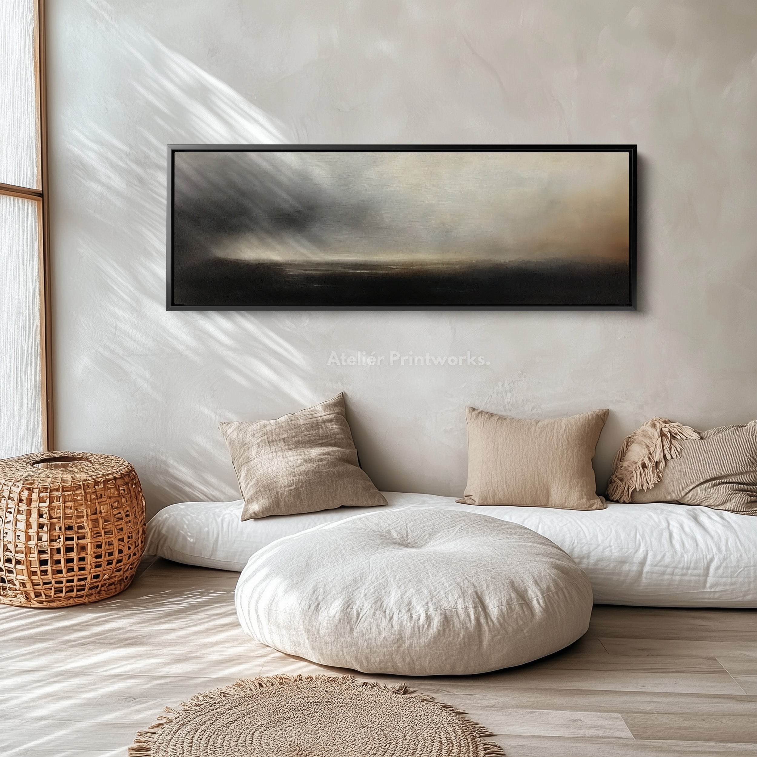 Large Horizontal Framed Canvas Wall Art Abstract Cloud