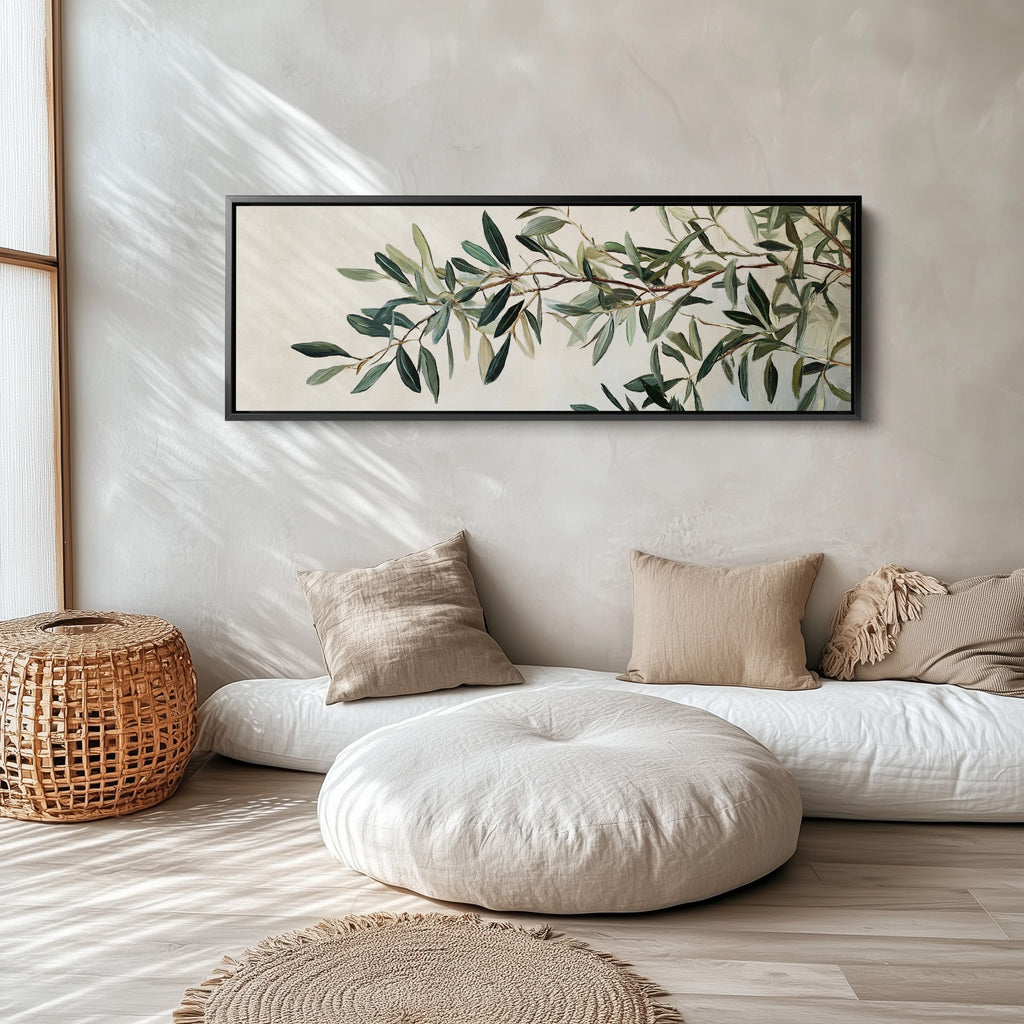Narrow Wall Decor Olive Branch Long Canvas For Kitchen