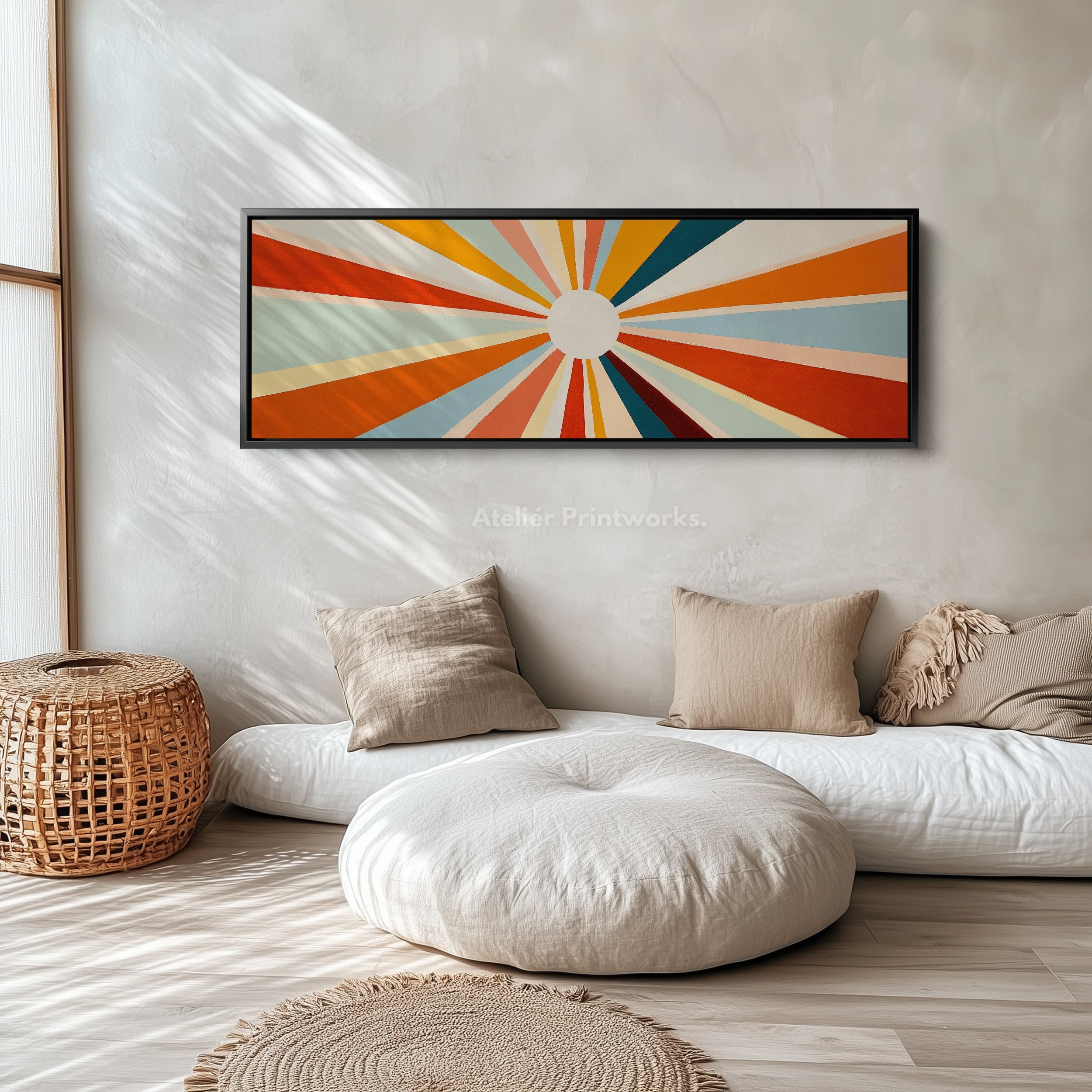 Sunburst Panoramic Framed Canvas Long Wall Art Print
