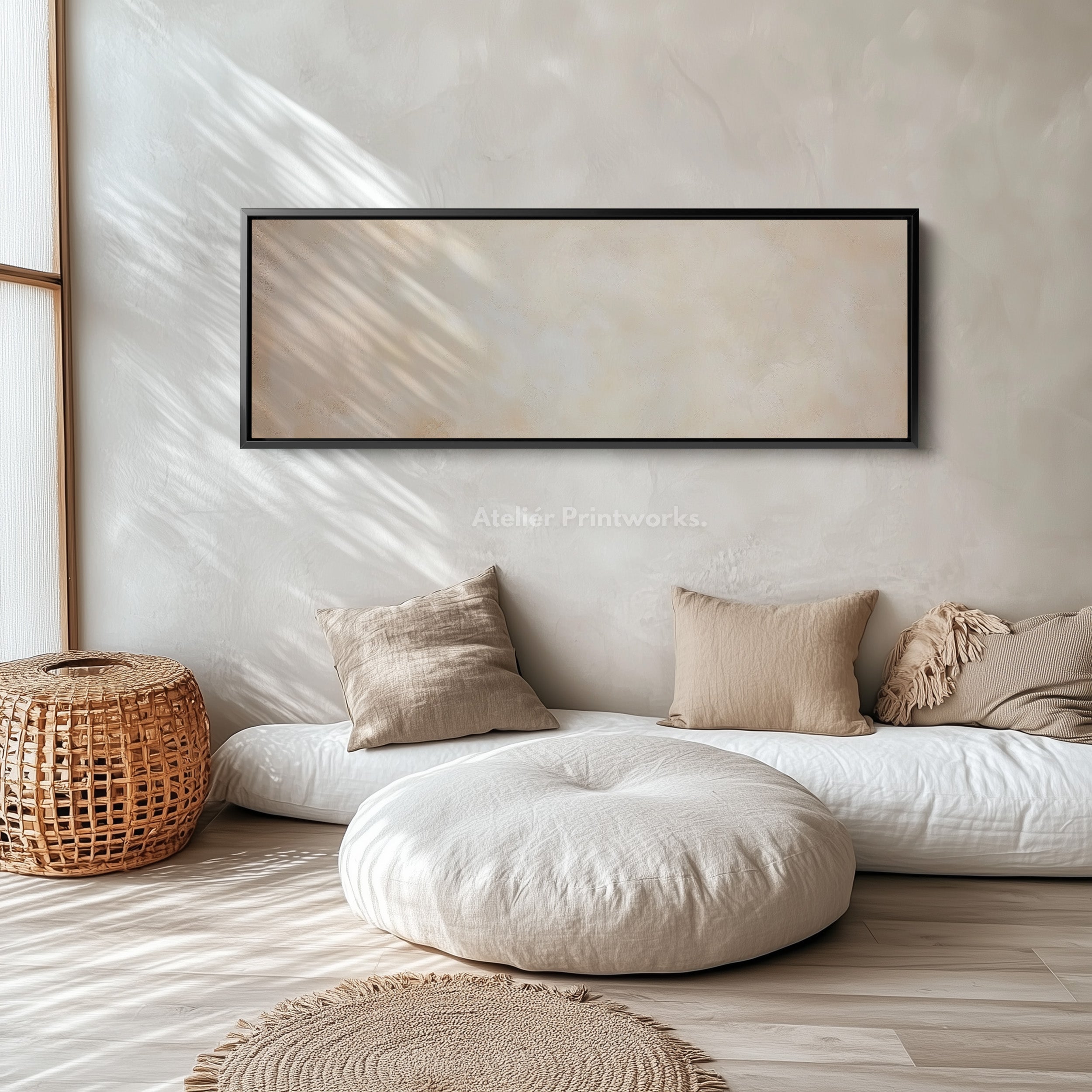 Abstract Beige Minimalist Long Horizontal Wall Art Panoramic Wall Art