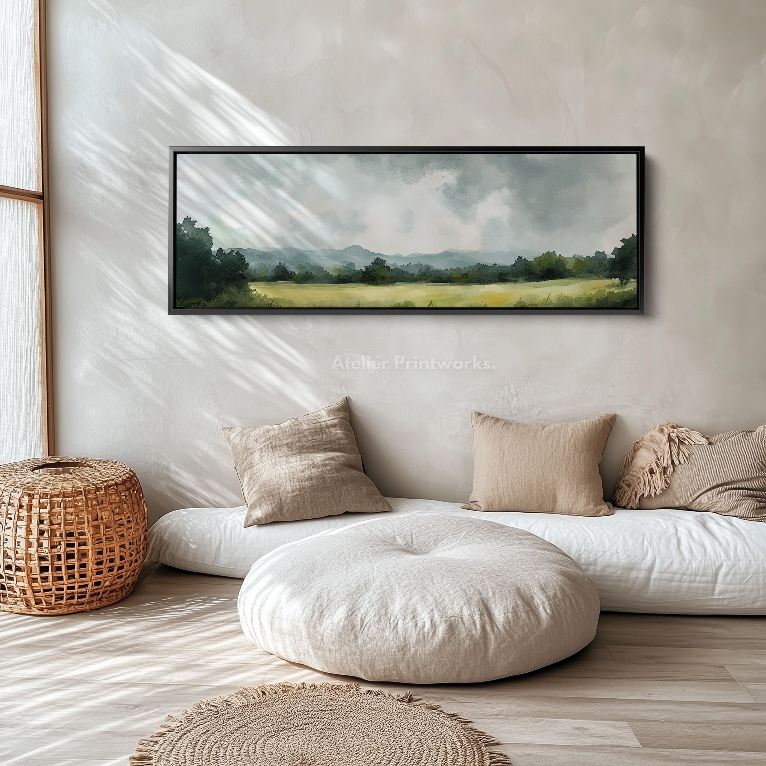 Long Landscape Narrow Framed Canvas Wall Decor