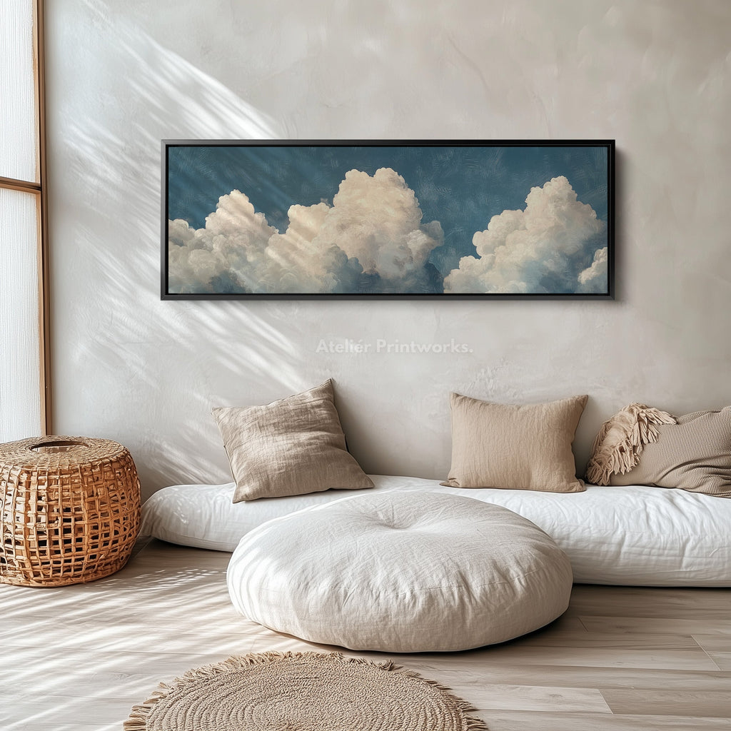 Above Bed Cloud Wall Decor Long Panoramic Wall Art