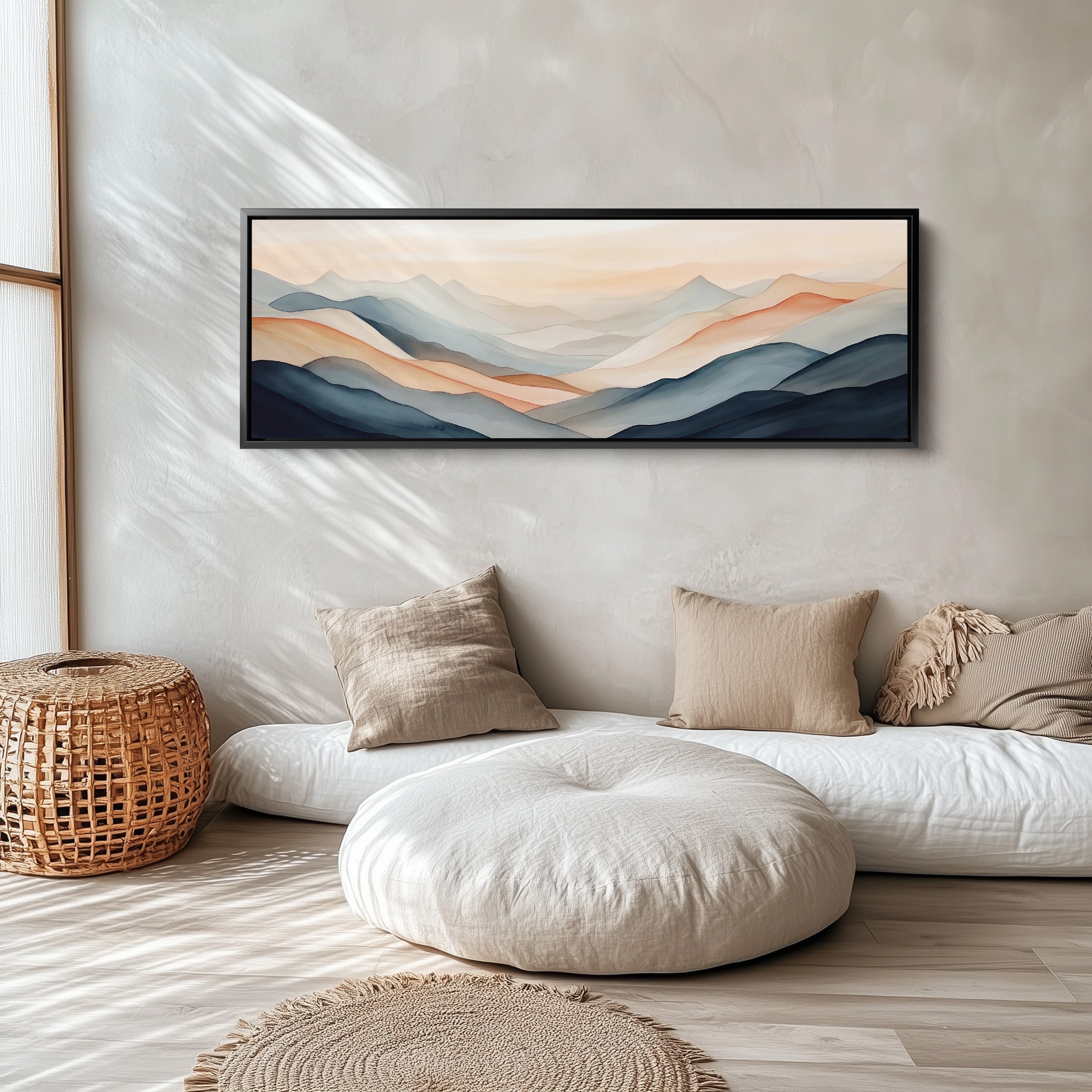 Panoramic Wall Art Layered Hills Wide Canvas For Living Room