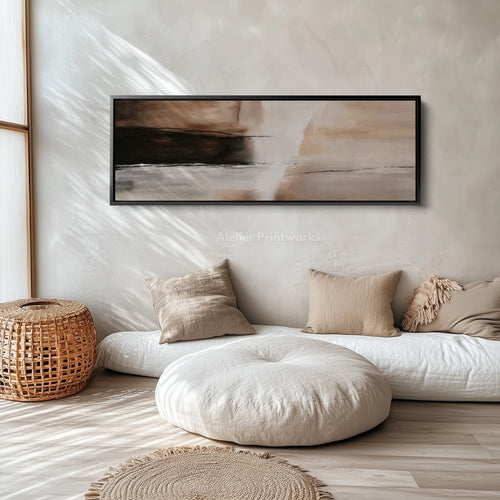 Above Bed Neutral Abstract Taupe Beige Canvas Wall Art