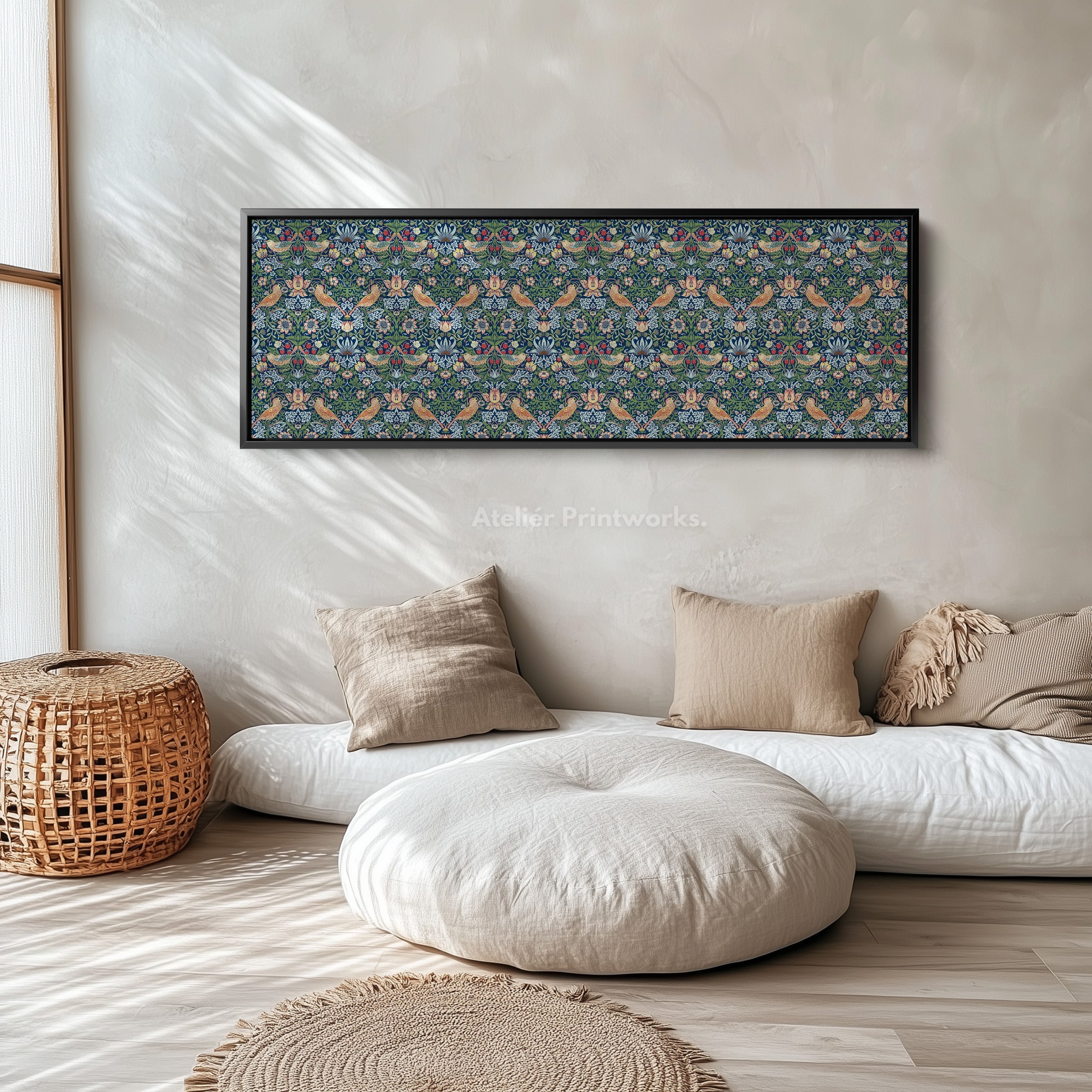 William Morris Strawberry Thief Blue Narrow Long Wall Art