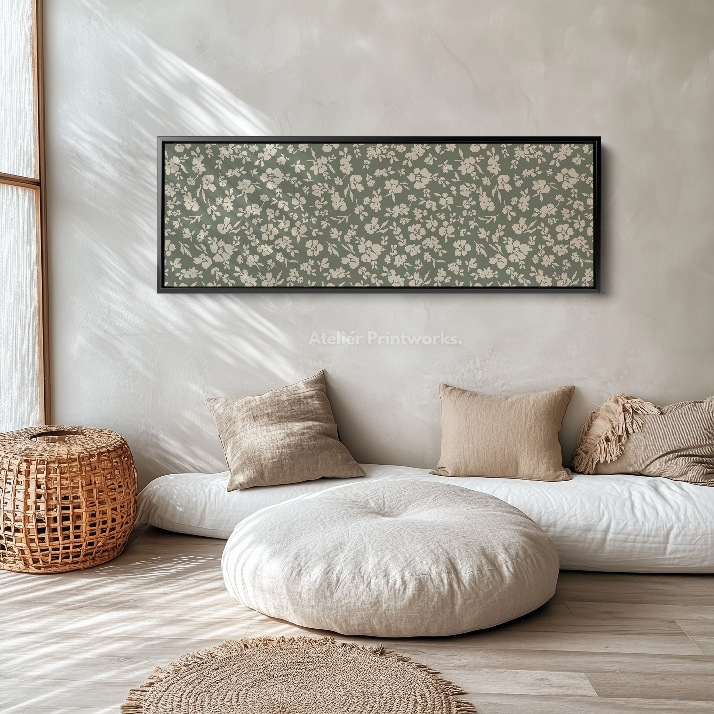 Vintage Cottagecore Above Bed Wall Art Sage Green