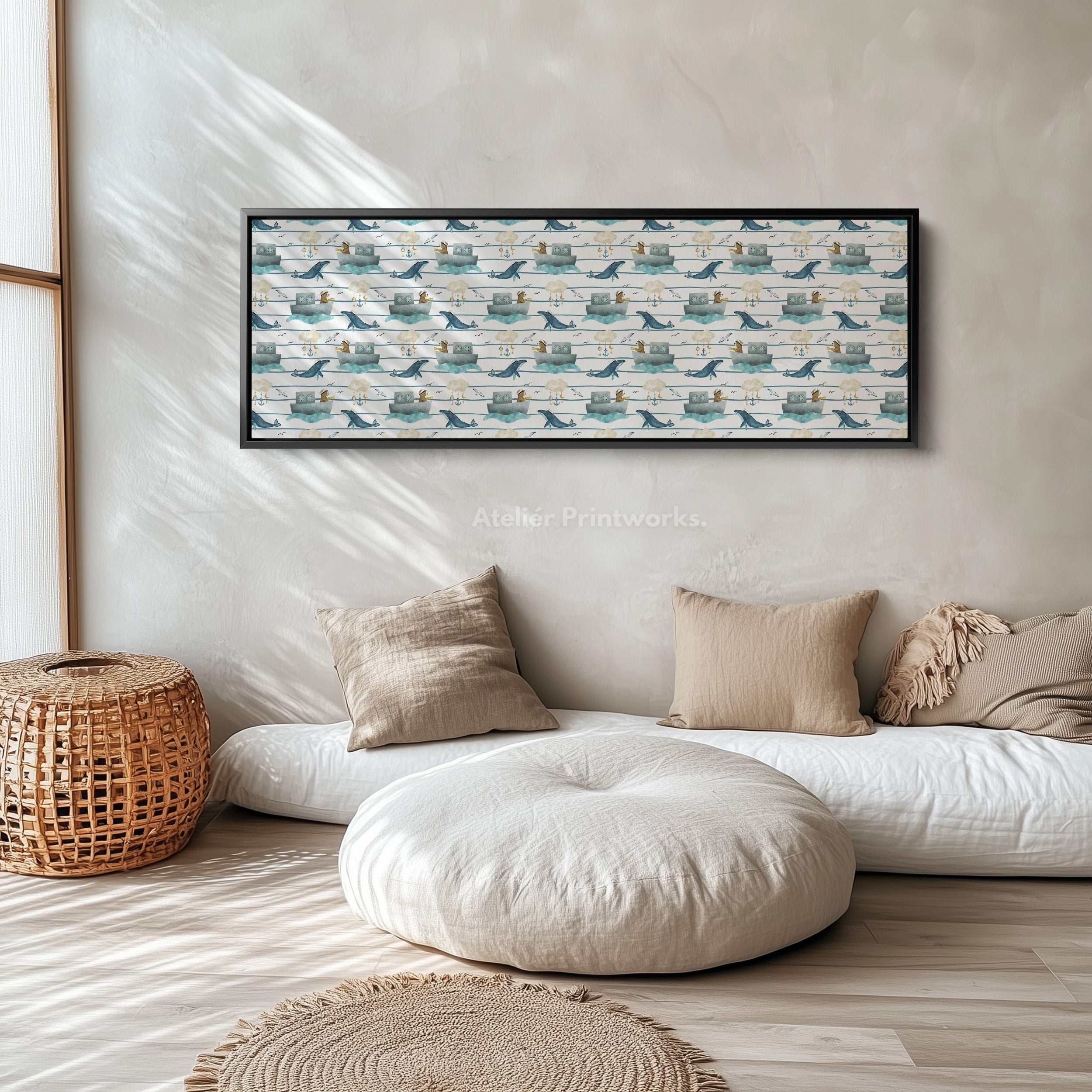 Blue Horizontal Narrow Kids Wall Decor