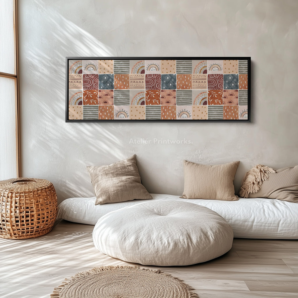 Horizontal Wall Art Muted Boho Pattern