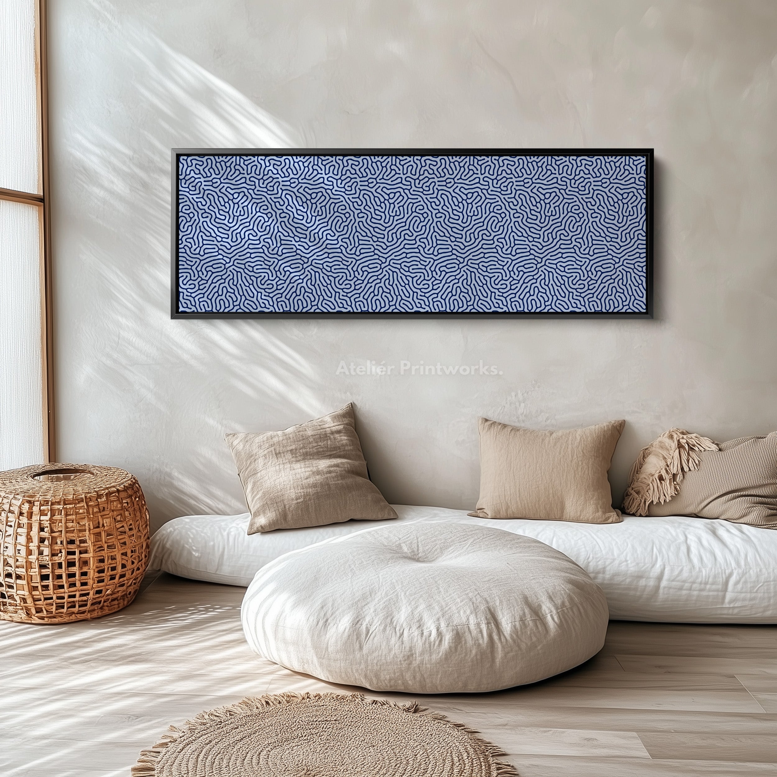Blue Coral Pattern Panoramic Long Wall Decor
