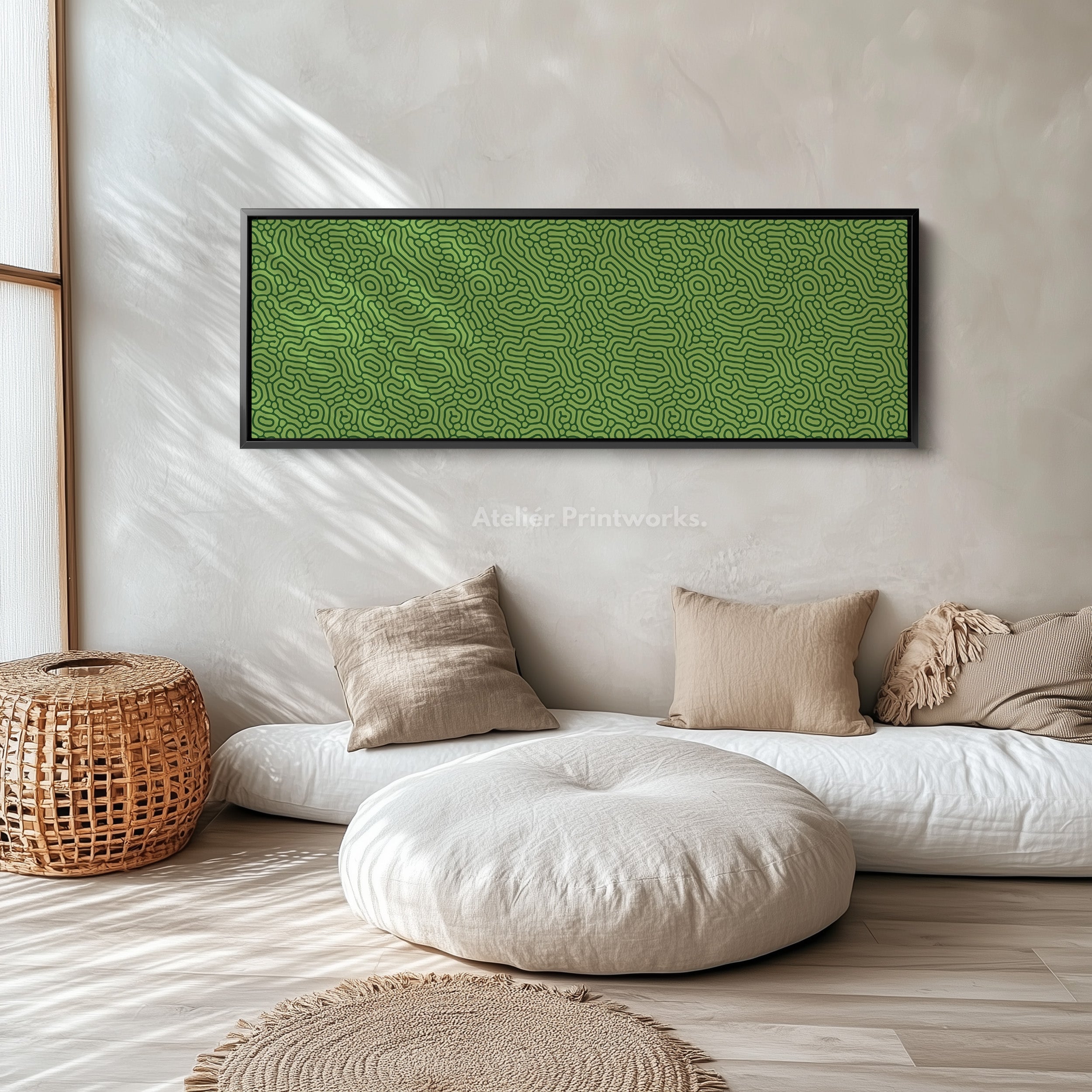 Green Organic Pattern Panoramic Long Wall Decor