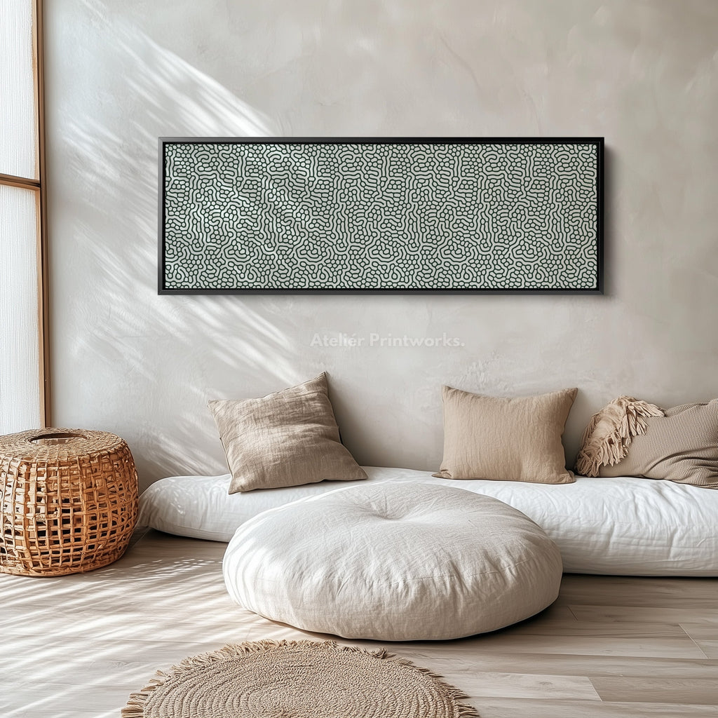 Green & White Organic Pattern Horizontal Long Wall Decor
