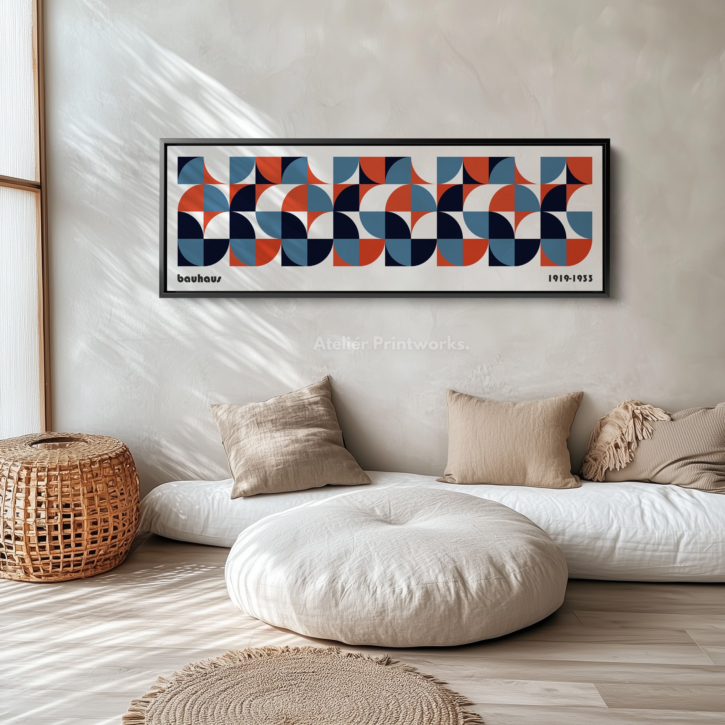 Long Framed Living Room Wall Art Modern Bauhaus