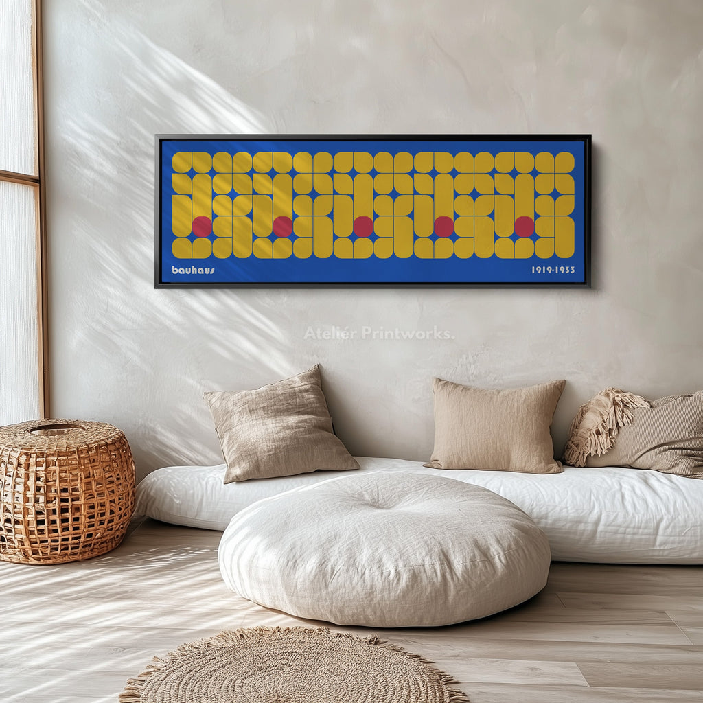 Panoramic Living Room Bauhaus Blue Wall Decor